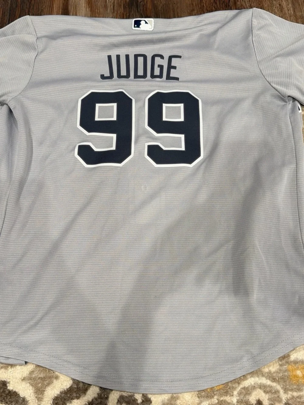 Nike Grey New York Kids Baseball Jersey with Navy Trim